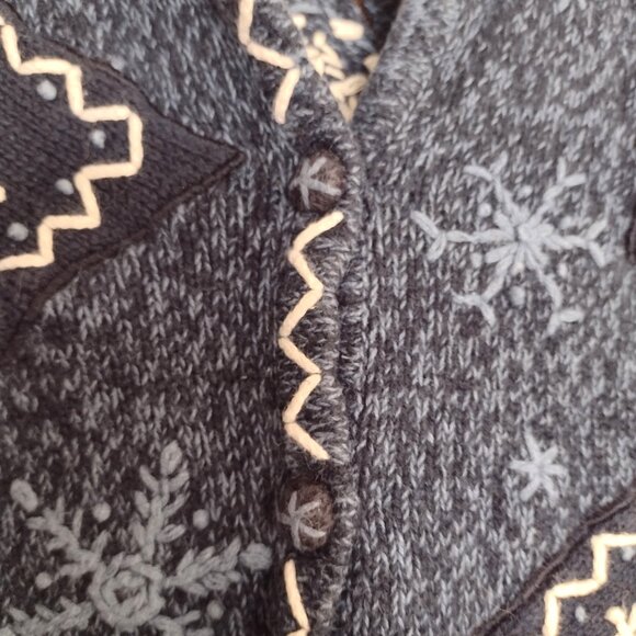 Women's Winter Button-up Sweater by ERIKA - Knit Sweater w/ Snowflakes - PS - Picture 2 of 5